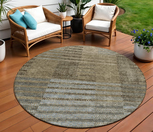 Homeroots 3' Stylish Striped Washable Area Rug For Indoor Or Outdoor Use - Durable, Easy To Clean Design Taupe Polyester 613183