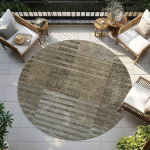 Homeroots 3' Stylish Striped Washable Area Rug For Indoor Or Outdoor Use - Durable, Easy To Clean Design Taupe Polyester 613183