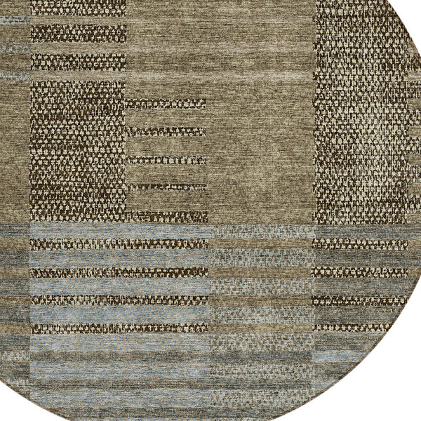 Homeroots 3' Stylish Striped Washable Area Rug For Indoor Or Outdoor Use - Durable, Easy To Clean Design Taupe Polyester 613183
