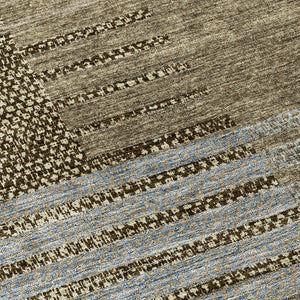 Homeroots 3' Stylish Striped Washable Area Rug For Indoor Or Outdoor Use - Durable, Easy To Clean Design Taupe Polyester 613183
