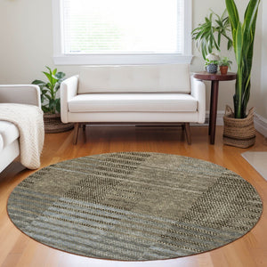 Homeroots 3' Stylish Striped Washable Area Rug For Indoor Or Outdoor Use - Durable, Easy To Clean Design Taupe Polyester 613183