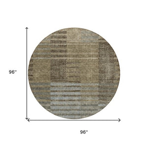 Homeroots 3' Stylish Striped Washable Area Rug For Indoor Or Outdoor Use - Durable, Easy To Clean Design Taupe Polyester 613183