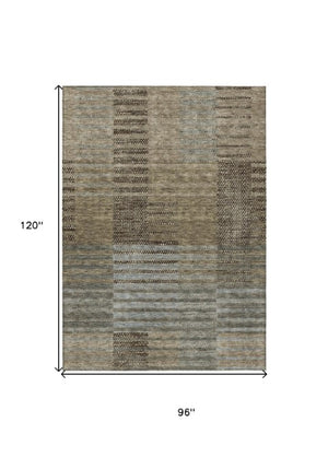Homeroots 3' Stylish Striped Washable Area Rug For Indoor Or Outdoor Use - Durable, Easy To Clean Design Taupe Polyester 613184
