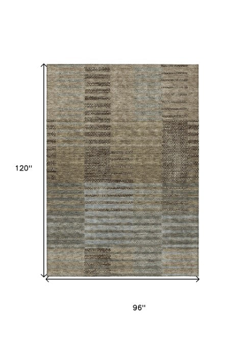 Homeroots 3' Stylish Striped Washable Area Rug For Indoor Or Outdoor Use - Durable, Easy To Clean Design Taupe Polyester 613184