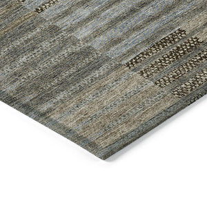 Homeroots 3' Stylish Striped Washable Area Rug For Indoor Or Outdoor Use - Durable, Easy To Clean Design Taupe Polyester 613184