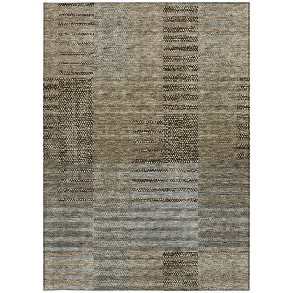 Homeroots 3' Stylish Striped Washable Area Rug For Indoor Or Outdoor Use - Durable, Easy To Clean Design Taupe Polyester 613185