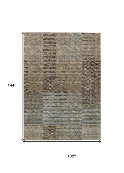 Homeroots 3' Stylish Striped Washable Area Rug For Indoor Or Outdoor Use - Durable, Easy To Clean Design Taupe Polyester 613185