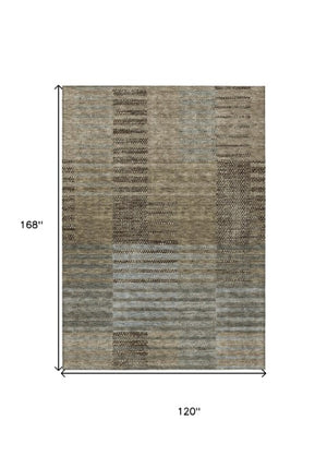Homeroots 3' Stylish Striped Washable Area Rug For Indoor Or Outdoor Use - Durable, Easy To Clean Design Taupe Polyester 613186