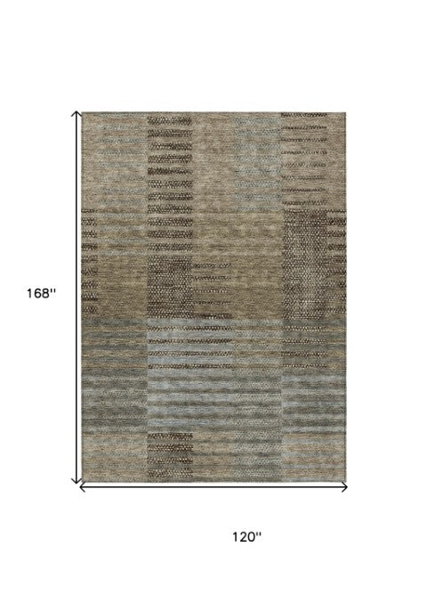 Homeroots 3' Stylish Striped Washable Area Rug For Indoor Or Outdoor Use - Durable, Easy To Clean Design Taupe Polyester 613186