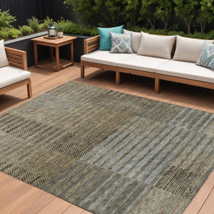 Homeroots 3' Stylish Striped Washable Area Rug For Indoor Or Outdoor Use - Durable, Easy To Clean Design Taupe Polyester 613186