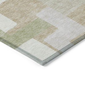 Homeroots 3' Stylish Geometric Washable Area Rug For Indoor And Outdoor Use - Durable & Versatile Design Beige Polyester 613187