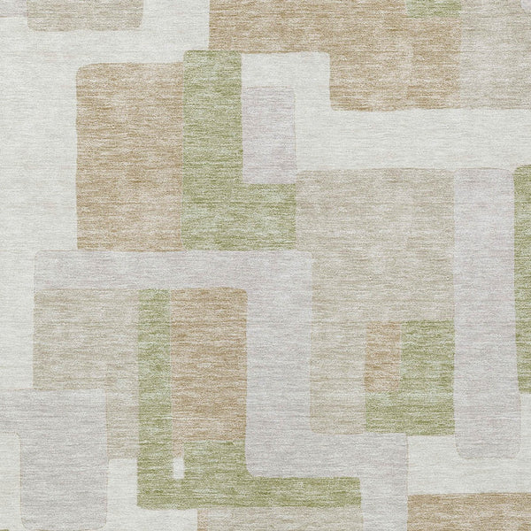 Homeroots 3' Stylish Geometric Washable Area Rug For Indoor And Outdoor Use - Durable & Versatile Design Beige Polyester 613187