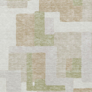 Homeroots 3' Stylish Geometric Washable Area Rug For Indoor And Outdoor Use - Durable & Versatile Design Beige Polyester 613188