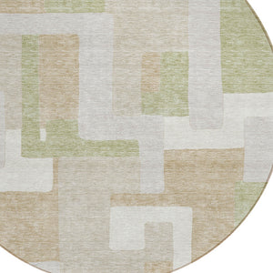 Homeroots 3' Stylish Geometric Washable Area Rug For Indoor And Outdoor Use - Durable & Versatile Design Beige Polyester 613189