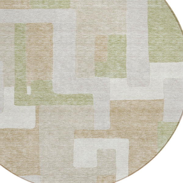 Homeroots 3' Stylish Geometric Washable Area Rug For Indoor And Outdoor Use - Durable & Versatile Design Beige Polyester 613189