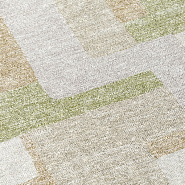 Homeroots 3' Stylish Geometric Washable Area Rug For Indoor And Outdoor Use - Durable & Versatile Design Beige Polyester 613189