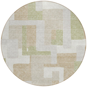 Homeroots 3' Stylish Geometric Washable Area Rug For Indoor And Outdoor Use - Durable & Versatile Design Beige Polyester 613189