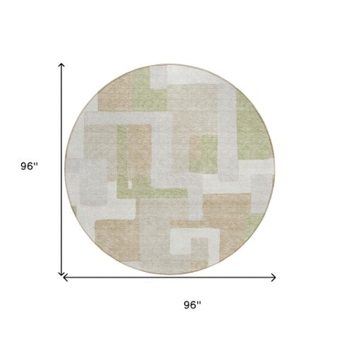 Homeroots 3' Stylish Geometric Washable Area Rug For Indoor And Outdoor Use - Durable & Versatile Design Beige Polyester 613189