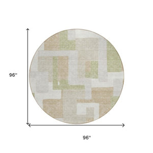 Homeroots 3' Stylish Geometric Washable Area Rug For Indoor And Outdoor Use - Durable & Versatile Design Beige Polyester 613189
