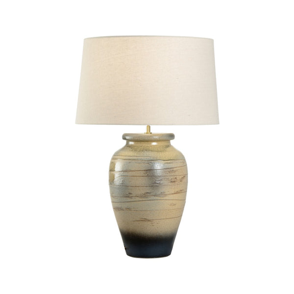 Wildwood Taiga Hand-Turned Ceramic Table Lamp — Shiga Ombré Glaze, Sandy To Earth Tones, Ambient Accent Light 61319-2