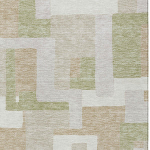 Homeroots 3' Stylish Geometric Washable Area Rug For Indoor And Outdoor Use - Durable & Versatile Design Beige Polyester 613190