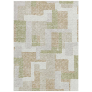 Homeroots 3' Stylish Geometric Washable Area Rug For Indoor And Outdoor Use - Durable & Versatile Design Beige Polyester 613191