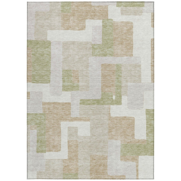 Homeroots 3' Stylish Geometric Washable Area Rug For Indoor And Outdoor Use - Durable & Versatile Design Beige Polyester 613191