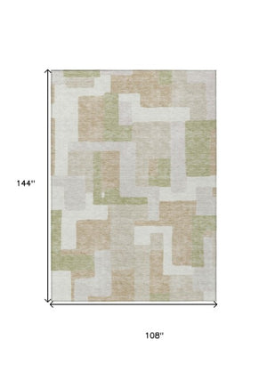 Homeroots 3' Stylish Geometric Washable Area Rug For Indoor And Outdoor Use - Durable & Versatile Design Beige Polyester 613191