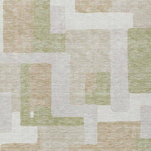 Homeroots 3' Stylish Geometric Washable Area Rug For Indoor And Outdoor Use - Durable & Versatile Design Beige Polyester 613191