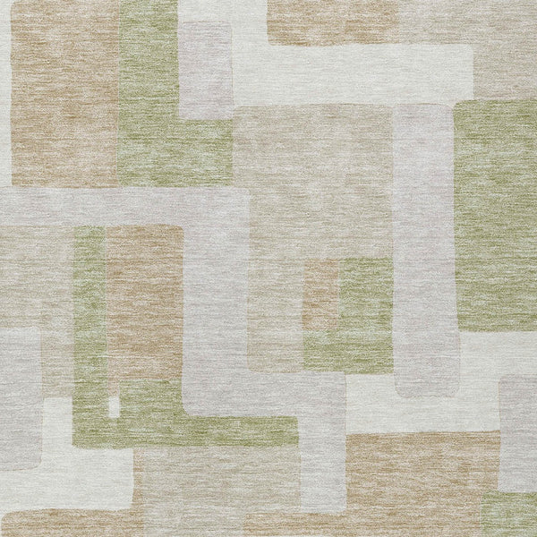 Homeroots 3' Stylish Geometric Washable Area Rug For Indoor And Outdoor Use - Durable & Versatile Design Beige Polyester 613191