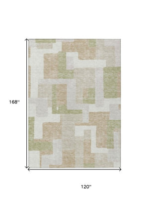 Homeroots 3' Stylish Geometric Washable Area Rug For Indoor And Outdoor Use - Durable & Versatile Design Beige Polyester 613192