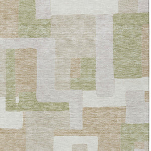 Homeroots 3' Stylish Geometric Washable Area Rug For Indoor And Outdoor Use - Durable & Versatile Design Beige Polyester 613192