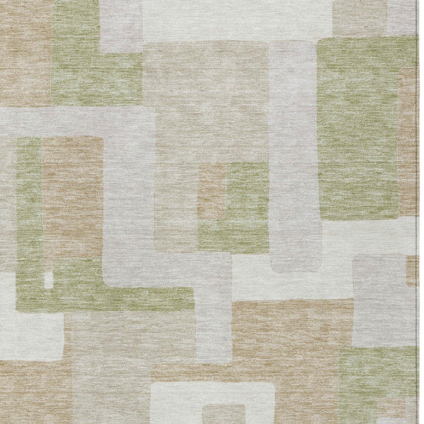 Homeroots 3' Stylish Geometric Washable Area Rug For Indoor And Outdoor Use - Durable & Versatile Design Beige Polyester 613192