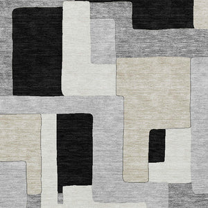 Homeroots 3' Stylish Geometric Washable Area Rug For Indoor And Outdoor Use - Durable & Versatile Design Black Polyester 613194