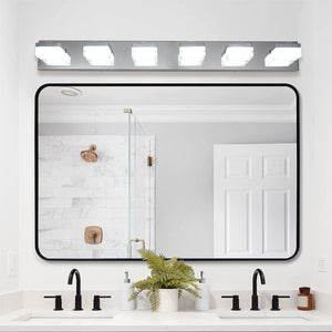 English Elm Modern 6-Light Chrome Led Vanity Light Fixture - Flattering Illumination For Bathrooms & Makeup Areas W2312P374912