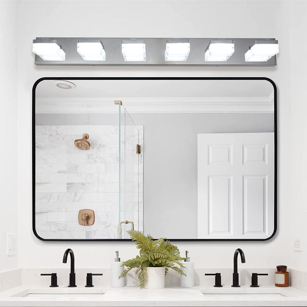 English Elm Modern 6-Light Chrome Led Vanity Light Fixture - Flattering Illumination For Bathrooms & Makeup Areas W2312P374912