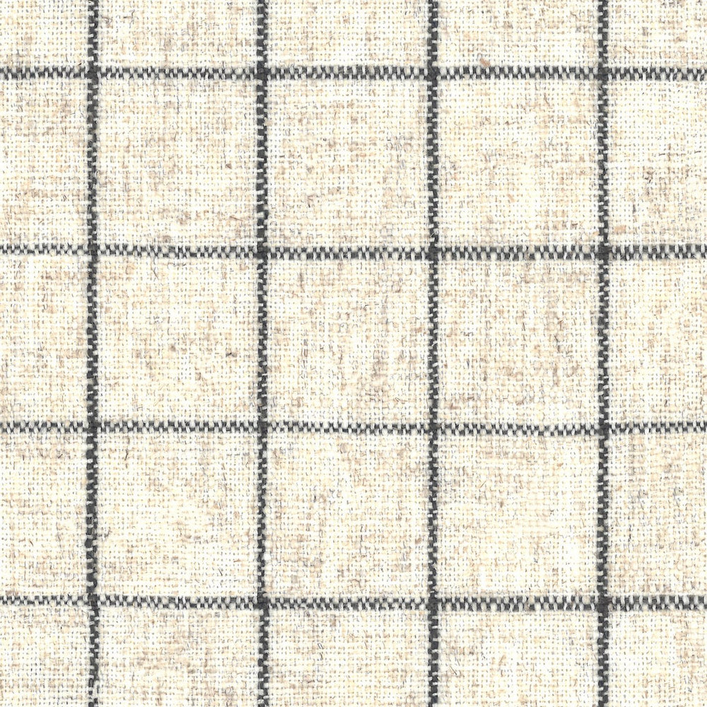 English Elm Wallace & Bay - White Storage Ottoman — Transitional Charcoal Windowpane Accent, Engineered Wood, Easy-Care, 35" Square Seating B2709P212479