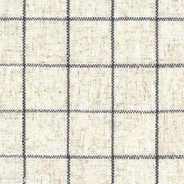 English Elm Wallace & Bay - White Storage Ottoman — Transitional Charcoal Windowpane Accent, Engineered Wood, Easy-Care, 35" Square Seating B2709P212479