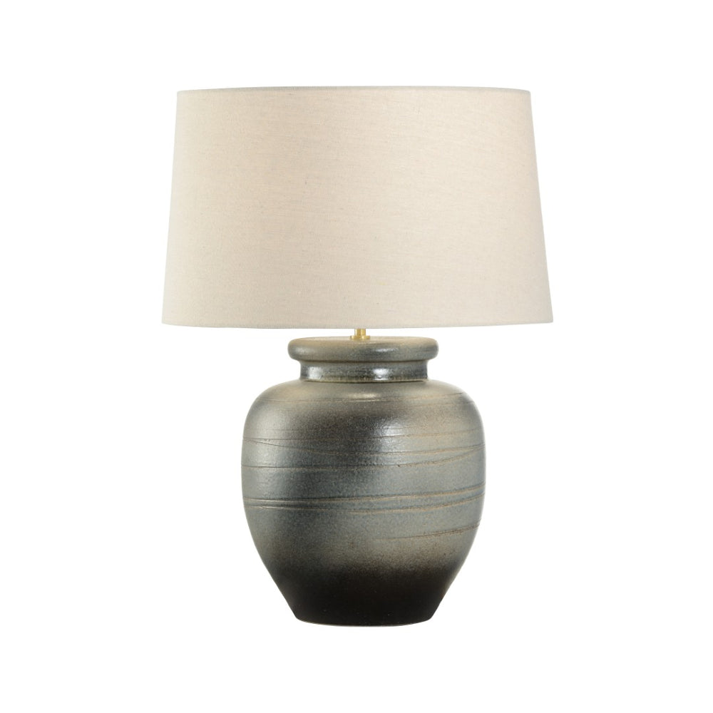 Wildwood Ayaka Handcrafted Shiga Table Lamp With Rolled-Edge Linen Shade, Cloth Cord, Japanese Kiln Finish 61320-2