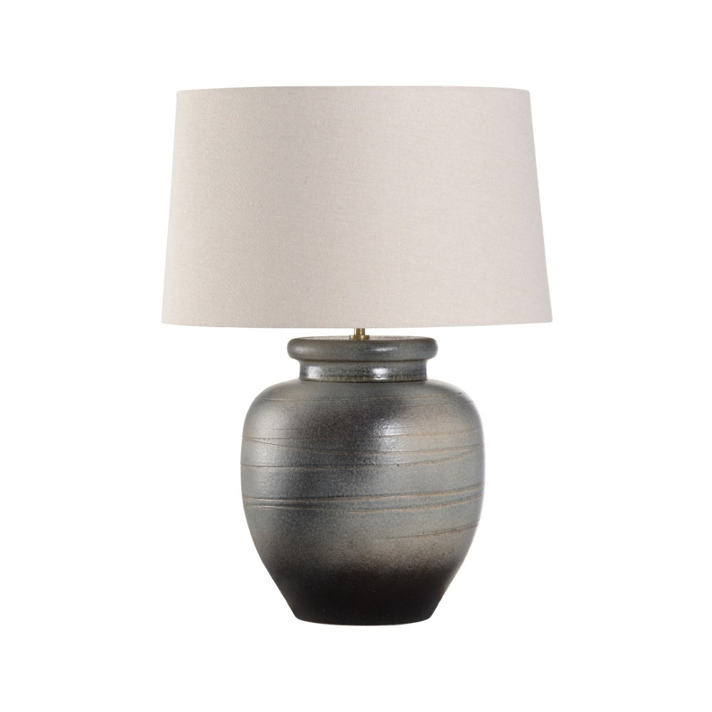 Wildwood Ayaka Handcrafted Shiga Table Lamp With Rolled-Edge Linen Shade, Cloth Cord, Japanese Kiln Finish 61320-2
