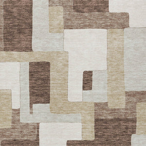 Homeroots 3' Stylish Geometric Washable Area Rug For Indoor And Outdoor Use - Durable & Versatile Design Brown Polyester 613200