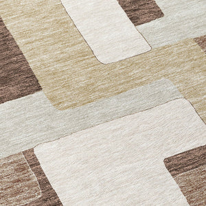 Homeroots 3' Stylish Geometric Washable Area Rug For Indoor And Outdoor Use - Durable & Versatile Design Brown Polyester 613201