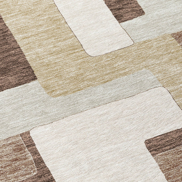 Homeroots 3' Stylish Geometric Washable Area Rug For Indoor And Outdoor Use - Durable & Versatile Design Brown Polyester 613201