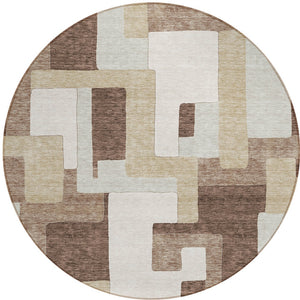 Homeroots 3' Stylish Geometric Washable Area Rug For Indoor And Outdoor Use - Durable & Versatile Design Brown Polyester 613201