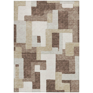 Homeroots 3' Stylish Geometric Washable Area Rug For Indoor And Outdoor Use - Durable & Versatile Design Brown Polyester 613202