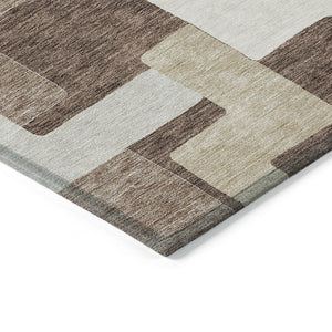Homeroots 3' Stylish Geometric Washable Area Rug For Indoor And Outdoor Use - Durable & Versatile Design Brown Polyester 613203
