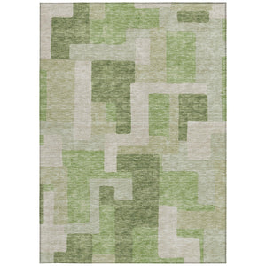 Homeroots 3' Stylish Geometric Washable Area Rug For Indoor And Outdoor Use - Durable & Versatile Design Green Polyester 613205
