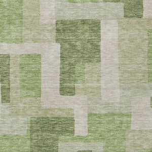 Homeroots 3' Stylish Geometric Washable Area Rug For Indoor And Outdoor Use - Durable & Versatile Design Green Polyester 613205