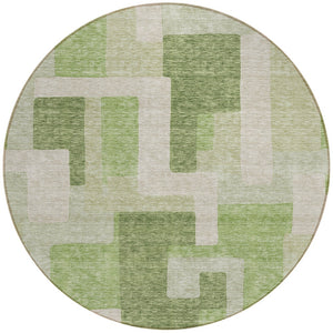 Homeroots 3' Stylish Geometric Washable Area Rug For Indoor And Outdoor Use - Durable & Versatile Design Green Polyester 613207