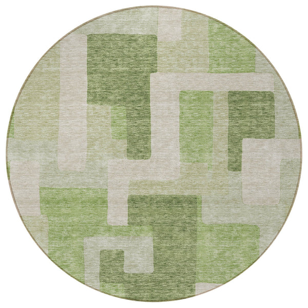 Homeroots 3' Stylish Geometric Washable Area Rug For Indoor And Outdoor Use - Durable & Versatile Design Green Polyester 613207